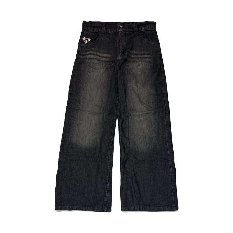 Starism Baggy Washed Jeans - Black